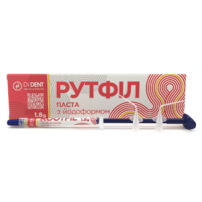 Rootfil with iodoform, paste based on calcium hydroxide for temporary filling of root canals, 1.5g