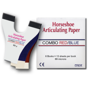 Horseshoe articulation paper, blue / red, 71 microns, 6 blocks * 12 pieces