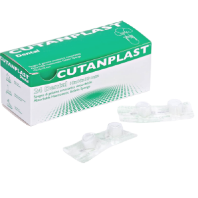 Cutanplast, стерильная желатиновая рассасывающаяся гемостатическая губка 10*10*10мм, 24 шт.