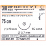 Кетгут хромований, №3/0, колюча голка 20мм