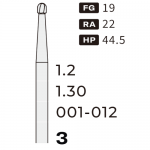 FG1-FG-3 carbide bur for turbine handpiece, ball (012)
