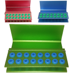 bur stand with silicone inserts for versatility, autoclavable aluminum green (16 holes)
