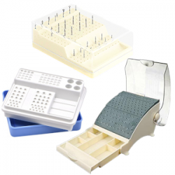 Stand-organizer for burs plastic with a cover and a sliding department on 142 openings (22HP + 65RA + 55FG)