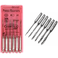 Peeso Reamers №1, 32mm, root canal dilators for corner tip, 6pcs