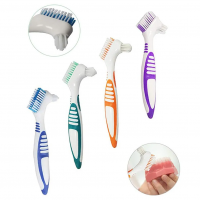 Brush for cleaning dentures, ORANGE