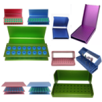 bur stand with silicone inserts for versatility, autoclavable aluminum green (24 holes)