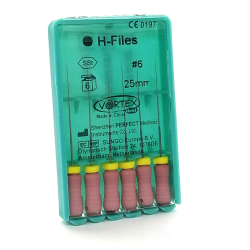 H-Files #06, 25мм, дрильбори ручні для обробки кореневих каналів, 6шт