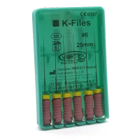 K-Files #06, 25мм, дрильбори ручні для проходження і обробки кореневих каналів, 6шт
