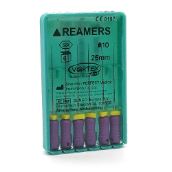 K-Reamers #10, 25мм, дрильбори ручні для проходження і розширення кореневих каналів, 6шт