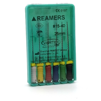 K-Reamers #15-40, 25мм, дрильбори ручні для проходження і розширення кореневих каналів, 6шт