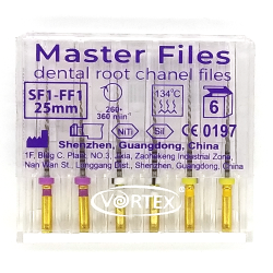 Master Files, SF1-FF1 по 2 шт, Ni-Ti инструмент для разработки корневых каналов для углового наконечника, 6шт