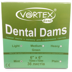 DentalDams - листи/хустинки для кофердаму, тонкі зелені м'ятні